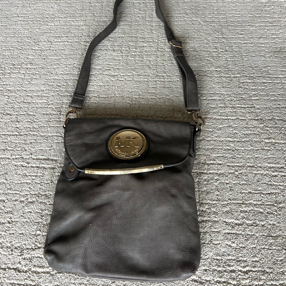 Michael Kors Gray Leather Crossbody Bag